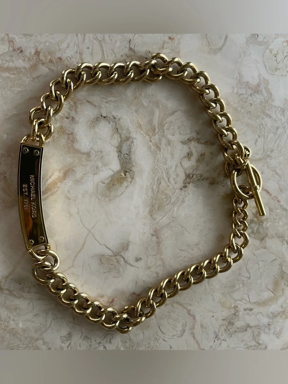 Michael Kors Logo Reversible Pavé ID Style Choker Necklace